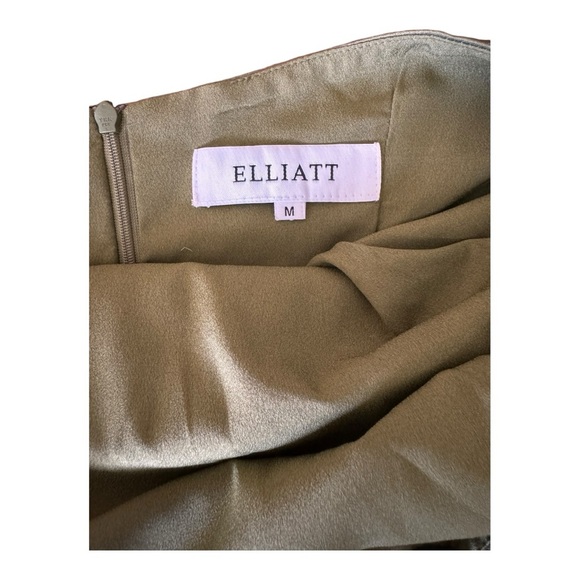 ELLIATT | Camo Asymmetric Satin Cocktail Dress in Olive/Khaki, Size Medium - Picture 8 of 11